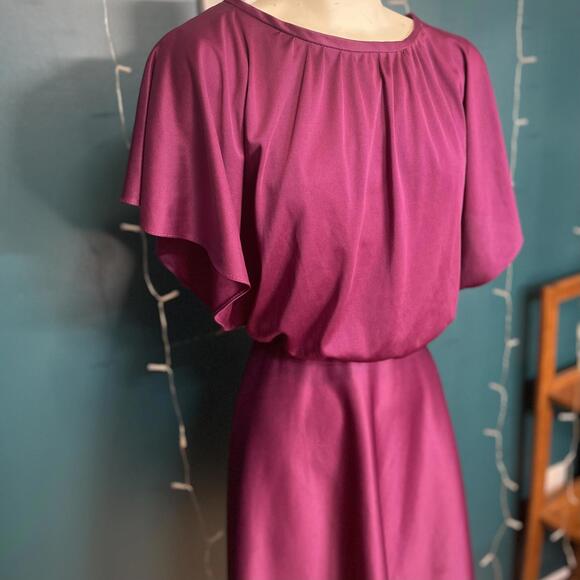 Vintage 1970s Joseph Ribkoff Satin Blouson Dress Size XS - Picture 3 of 9